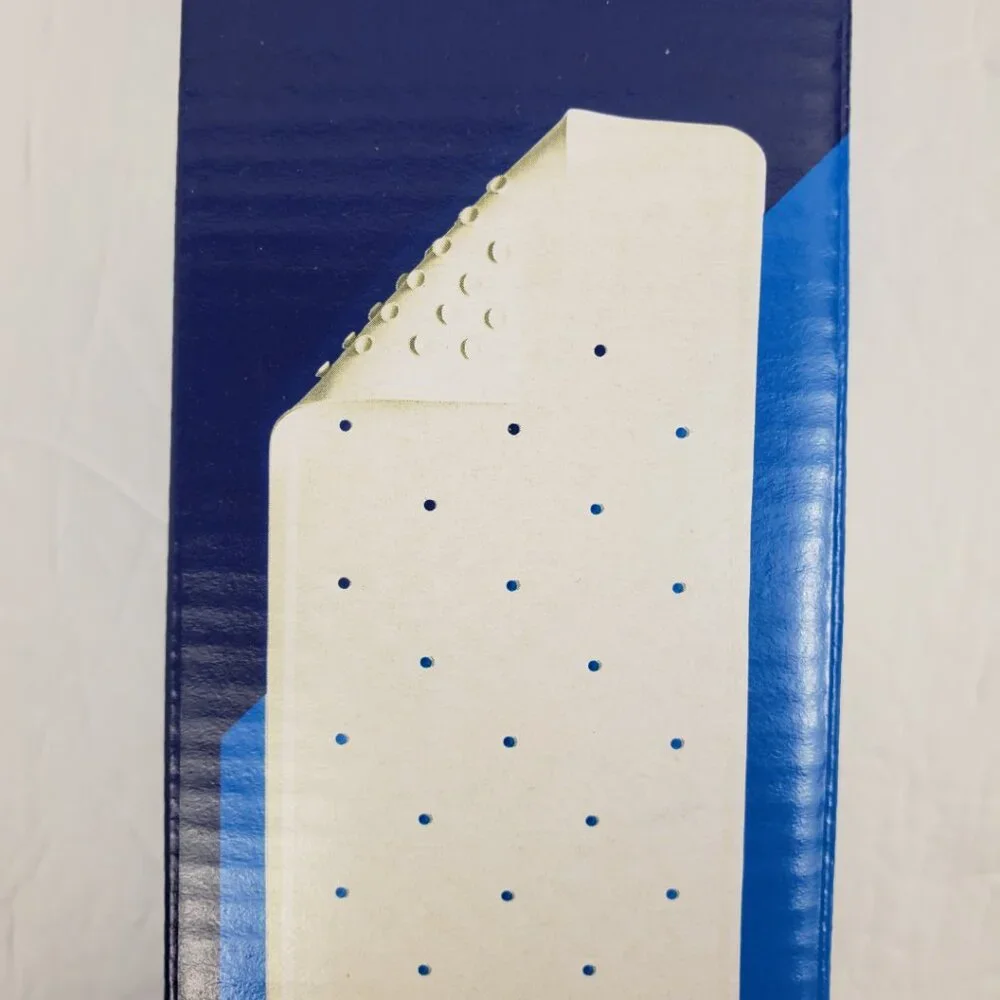 Medline Rubber Bath Mat 13x29 Off White Microban Non Slip